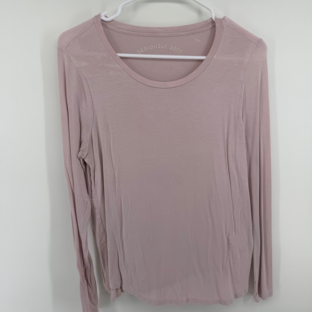 Aeropostale Seriously Soft Perfect Pink Long Sleeve Crew Neck Tee Small 9146